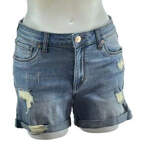 STS BLUE Molly Junior's Shorts Cotton Blue Denim High Rise  Cuffed Hem Size 27